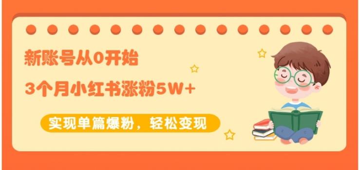 生财小红书涨粉变现：新账号从0开始3个月小红书涨粉5W+实现单篇爆粉-优才资源站