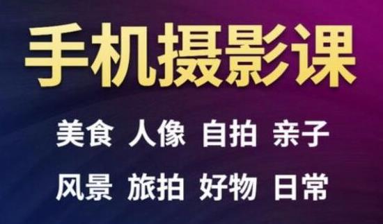 手机摄影一次学透，教程内容包括：美食、人像、自拍、风景、好物等-优才资源站
