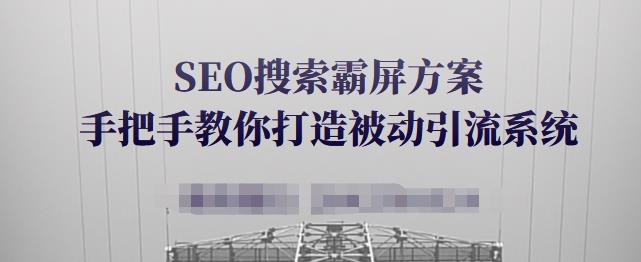 SEO搜索霸屏方案，手把手教你打造被动引流系统【视频课程】-优才资源站