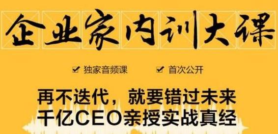 企业家内训大课，未来企业必学经验，价值1299元-优才资源站