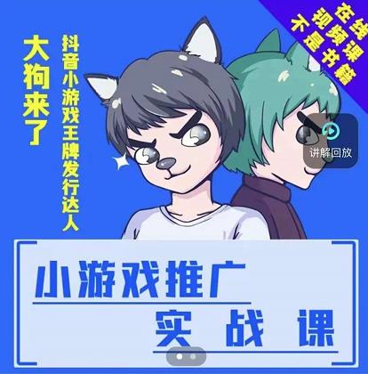 大狗来了：小游戏推广实战课，带你搭建一个游戏推广变现账号-优才资源站