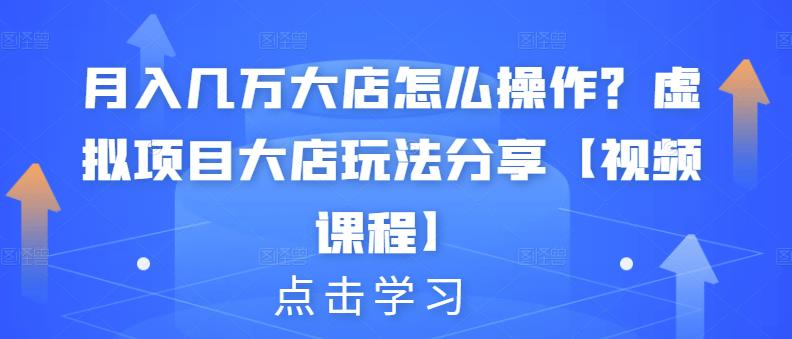 月入几万大店怎么操作？虚拟项目大店玩法分享【视频课程】-优才资源站
