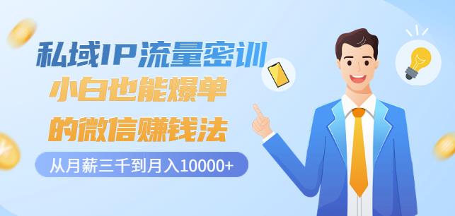 私域IP流量密训：小白也能爆单的微信赚钱法，从月薪三千到月入10000+-优才资源站