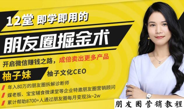 【营销必学】12堂学之即用的朋友圈掘金术：开启你的副业赚钱之路-优才资源站