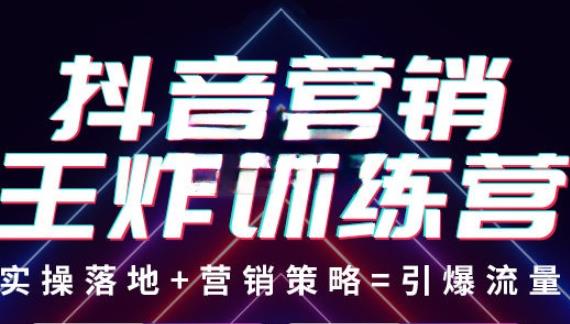 抖音营销王炸训练营，实操落地+营销策略=引爆流量（价值8960元）-优才资源站