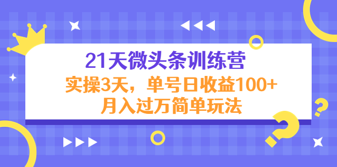 21天微头条训练营，实操3天，单号日收益100+月入过万简单玩法-优才资源站
