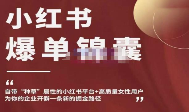 小红书爆单锦囊，自带种草属性+高质量女性用户，为你的企业开辟一条新的掘金路径-优才资源站
