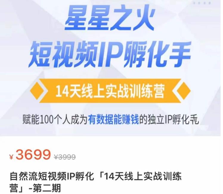 瑶瑶·自然流短视频IP孵化第二期，14天线上实战训练营，赋能100个人成为有数据能赚钱的独立IP孵化手-优才资源站