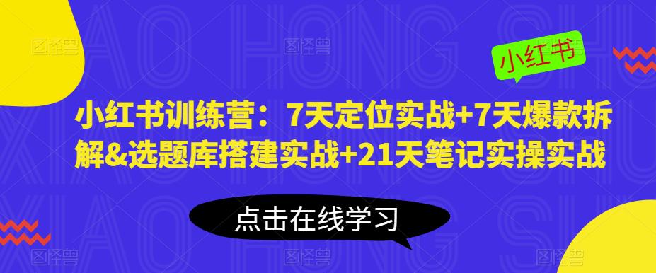 小红书训练营：7天定位实战+7天爆款拆解&选题库搭建实战+21天笔记实操实战-优才资源站