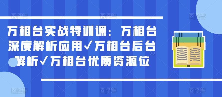 万相台实战特训课：万相台深度解析应用✔万相台后台解析✔万相台优质资源位-优才资源站