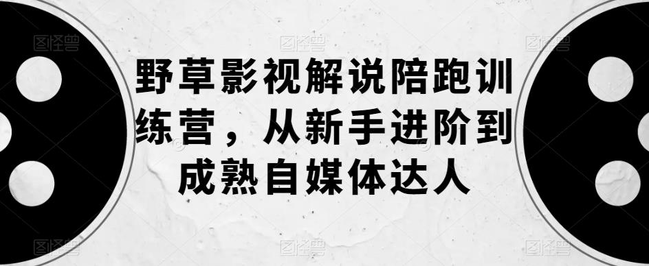 野草影视解说陪跑训练营，从新手进阶到成熟自媒体达人-优才资源站