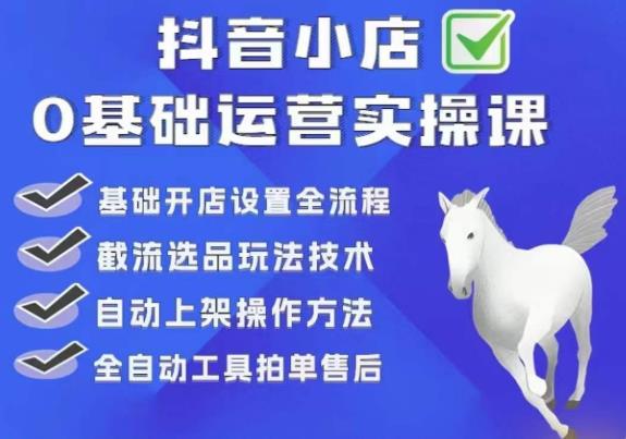 白马电商·0基础抖店运营实操课，基础开店设置全流程，截流选品玩法技术-优才资源站