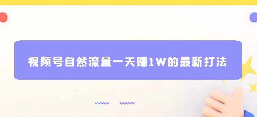 视频号自然流量一天赚1W的最新打法，基本0投资【揭秘】-优才资源站