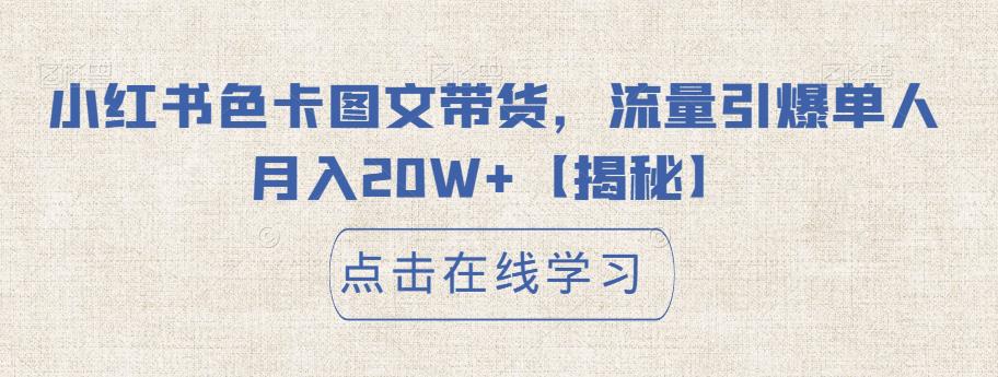 小红书色卡图文带货，流量引爆单人月入20W+【揭秘】-优才资源站