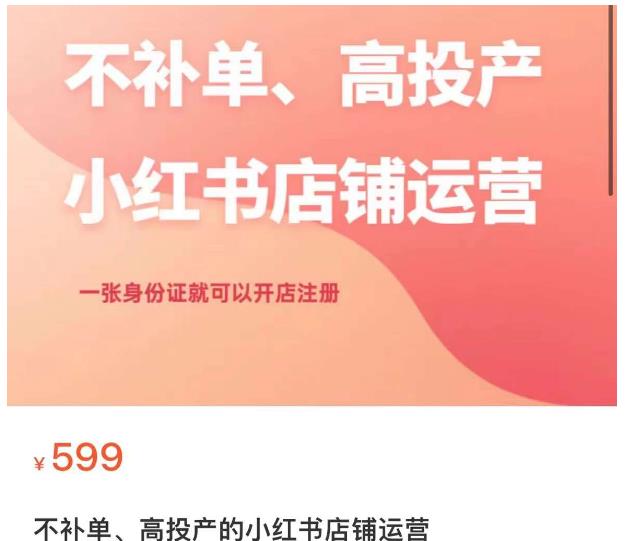 不补单、高投产的小红书店铺运营，一张身份证就可以开店注册-优才资源站