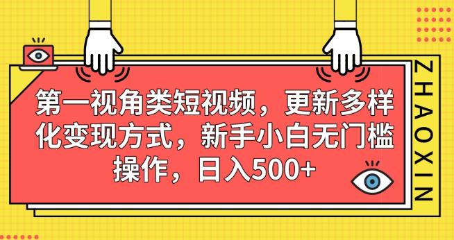 第一视角类短视频，更新多样化变现方式，新手小白无门槛操作，日入500+【揭秘】-优才资源站