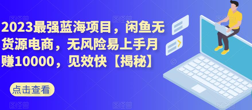 2023最强蓝海项目，闲鱼无货源电商，无风险易上手月赚10000，见效快【揭秘】-优才资源站