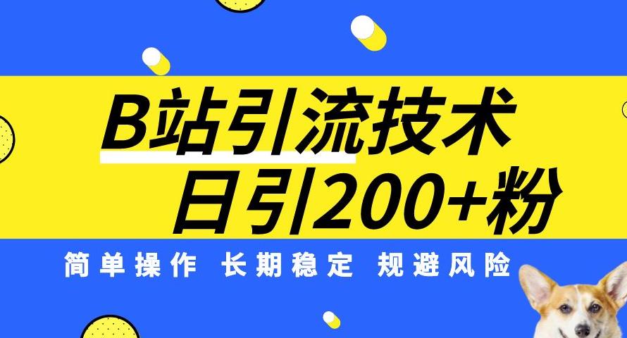 B站引流技术：每天引流200精准粉，简单操作，长期稳定，规避风险-优才资源站