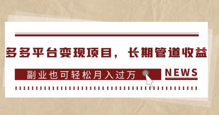 多多平台变现项目，长期管道收益，副业也可轻松月入过万-优才资源站