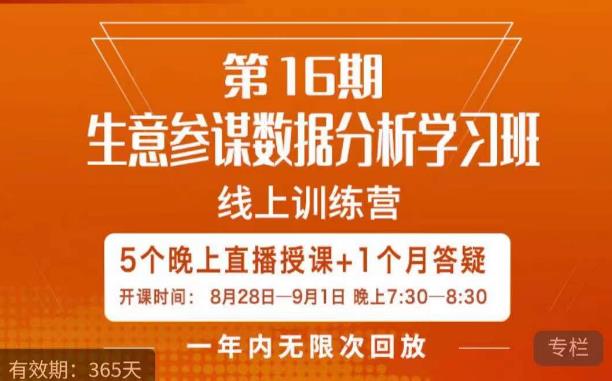宁静·生意参谋数据分析学习班，解决商家4大痛点，学会分析数据，打造爆款！-优才资源站