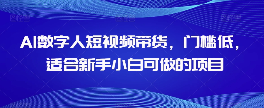 AI数字人短视频带货，门槛低，适合新手小白可做的项目-优才资源站