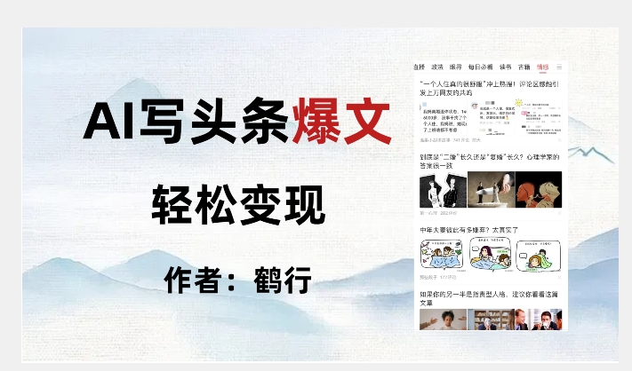 暴力拆解AI写头条爆文，轻松日入500+-优才资源站
