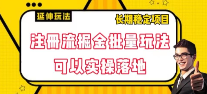 注册流掘金批量玩法，可以实操落地【揭秘】-优才资源站