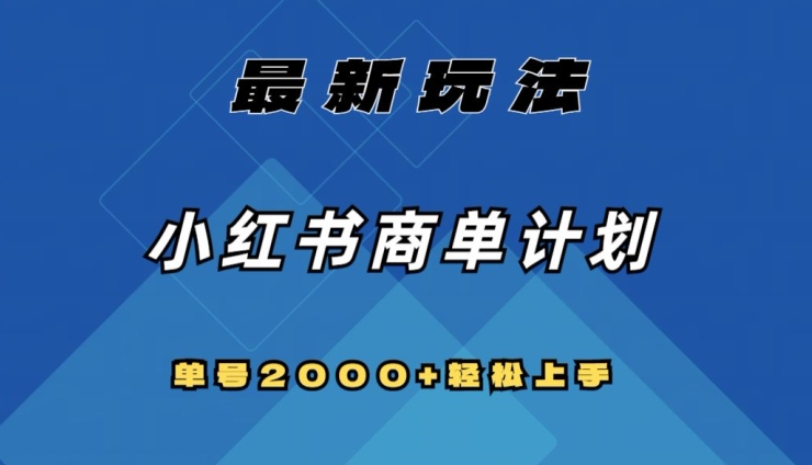 全网首发，小红书商单计划最新玩法，单号2000+可扩大可复制【揭秘】-优才资源站