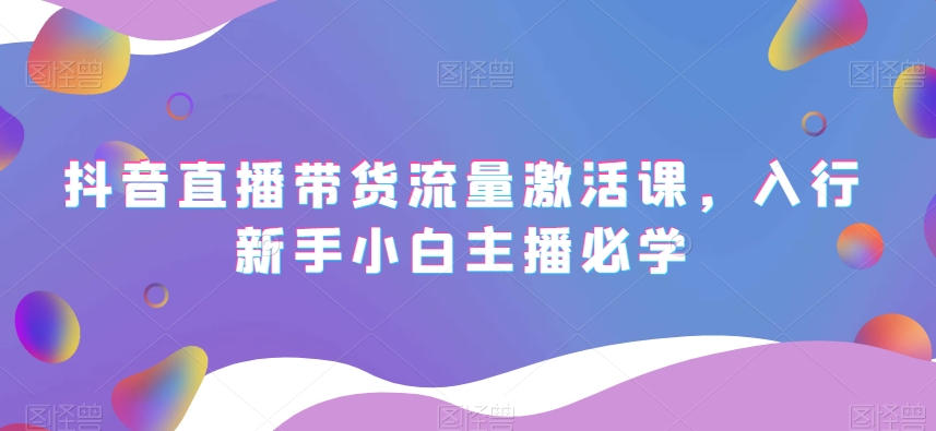 抖音直播带货流量激活课，入行新手小白主播必学-优才资源站