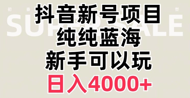 抖音蓝海赛道，必须是新账号，日入4000+【揭秘】-优才资源站