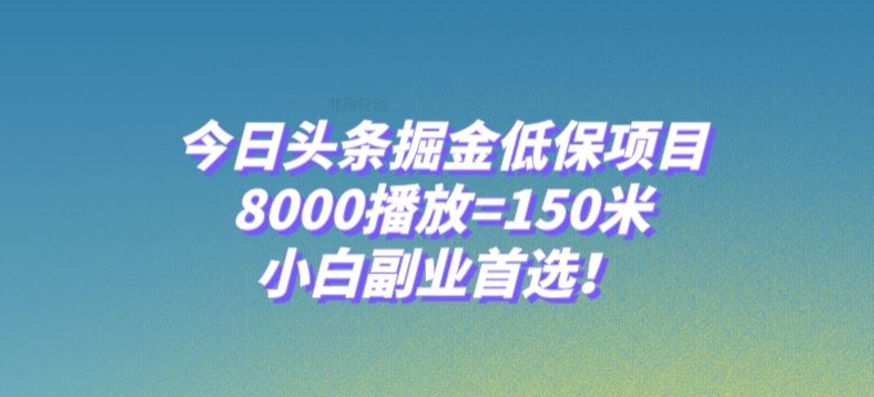 今日头条掘金低保项目，8000播放=150米，小白副业首选【揭秘】-优才资源站