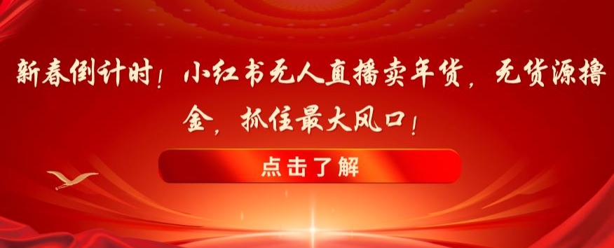 新春倒计时！小红书无人直播卖年货，无货源撸金，抓住最大风口【揭秘】-优才资源站
