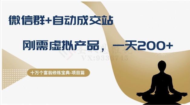 十万个富翁修炼宝典之8.微信群+自动成交站，刚需虚拟产品，一天200+-优才资源站