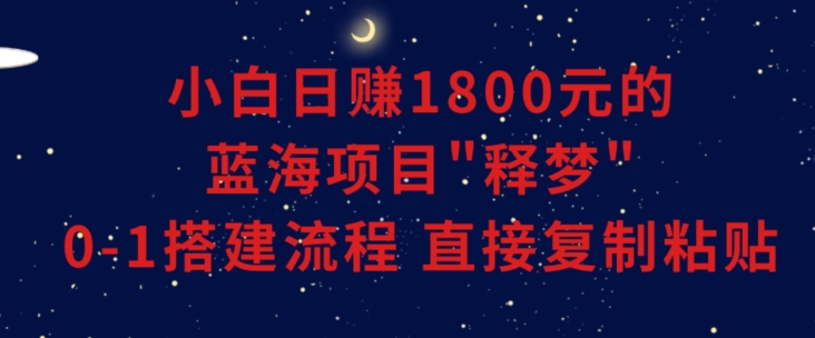 小白能日赚1800元的蓝海项目”释梦”0-1搭建流程可直接复制粘贴长期做【揭秘】-优才资源站
