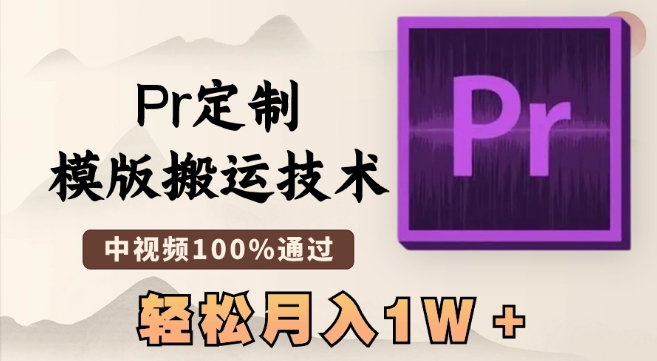 最新Pr定制模版搬运技术，中视频100%通过，几分钟一条视频，轻松月入1W＋【揭秘】-优才资源站