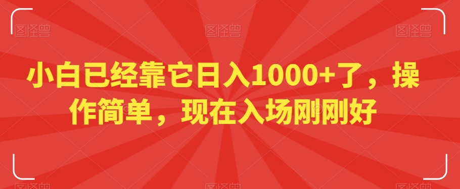 小白已经靠它日入1000+了，操作简单，现在入场刚刚好【揭秘】-优才资源站