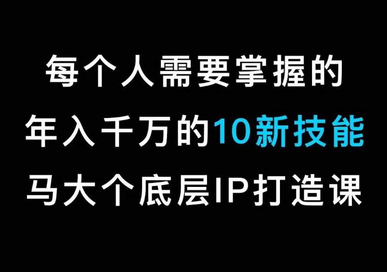 马大个的IP底层逻辑课，​每个人需要掌握的年入千万的10新技能，约会底层IP打造方法！-优才资源站